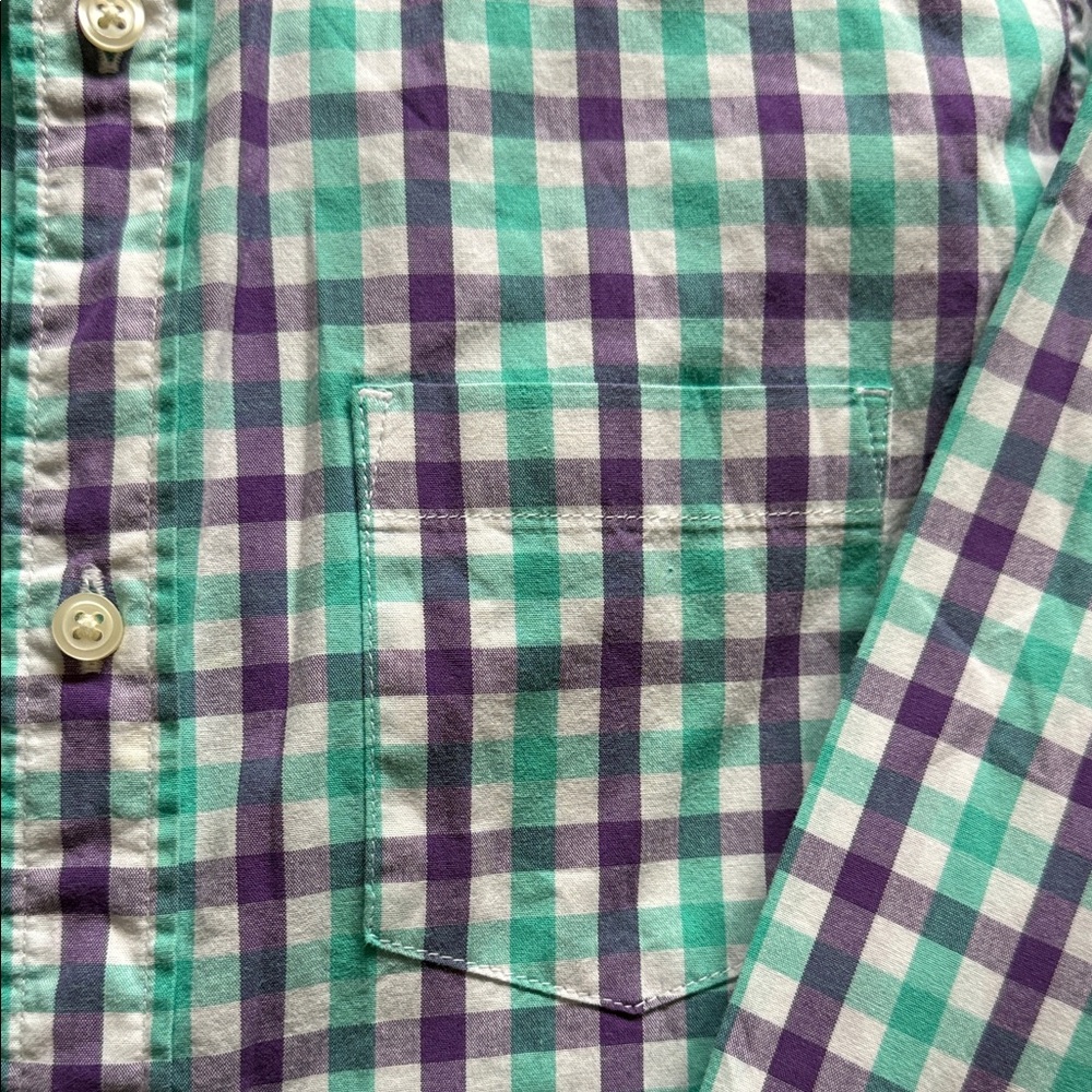 J Crew Crewcuts  Green and Purple Plaid Shirt 12 - Picture 3 of 5